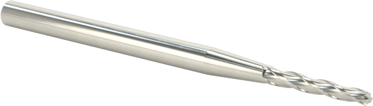Kaplamasız Karbür Konik Kare Uçlu Freze, 3 Yiv, 1 Derece Konik, 1/16" Freze Çapı, 1/2" Uzunlukta Kesim