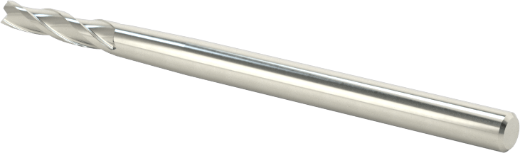 Kaplamasız Karbür Konik Kare Uçlu Freze, 3 Yiv, 1 Derece Konik, 3/32" Freze Çapı, 1/2" Uzunlukta Kesim