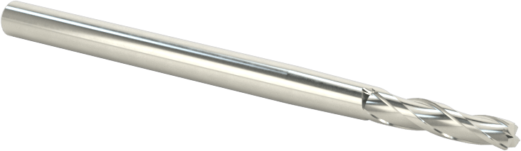 Kaplamasız Karbür Konik Kare Uçlu Freze, 3 Yiv, 1 Derece Konik, 3/32" Freze Çapı, 1/2" Uzunlukta Kesim