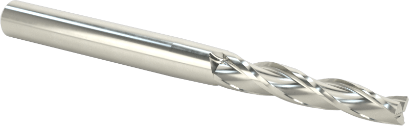 Kaplamasız Karbür Konik Kare Uçlu Freze, 3 Yiv, 1 Derece Konik, 3/16" Freze Çapı, 1-1/4" Uzun Kesim