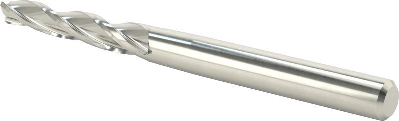 Kaplamasız Karbür Konik Kare Uçlu Freze, 3 Yiv, 1 Derece Konik, 3/16" Freze Çapı, 1-1/4" Uzun Kesim