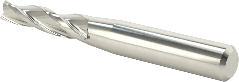 Kaplamasız Karbür Konik Kare Uçlu Freze, 3 Yiv, 1-1/2 Derece Konik, 1/4" Freze Çapı, 1-1/4" Uzun Kesim