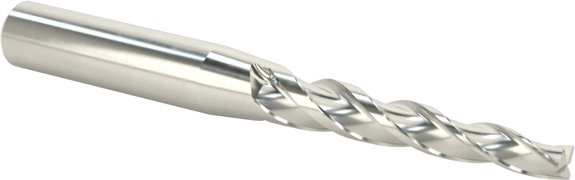 Kaplamasız Karbür Konik Kare Uçlu Freze, 3 Yiv, 2 Derece Koniklik, 3/16" Freze Çapı, 1-3/4" Uzun Kesim