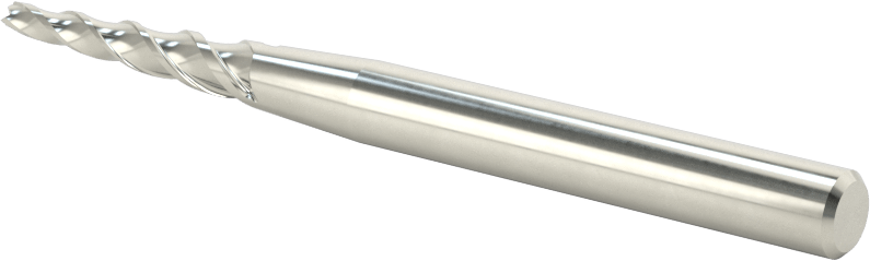 Kaplamasız Karbür Konik Kare Uçlu Freze, 3 Yiv, 3 Derece Koniklik, 3/32" Freze Çapı, 1" Uzunlukta Kesim