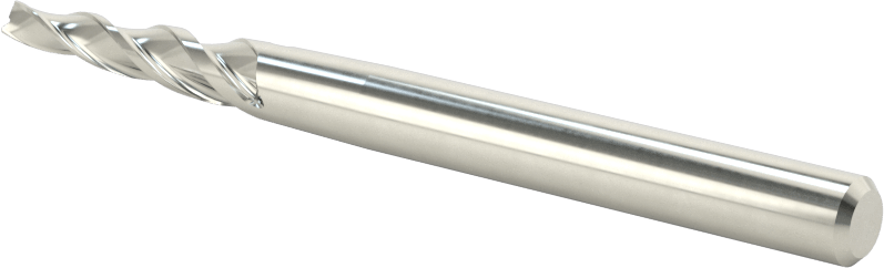 Kaplamasız Karbür Konik Kare Uçlu Freze, 3 Yiv, 3 Derece Koniklik, 1/8" Freze Çapı, 1" Uzunlukta Kesim