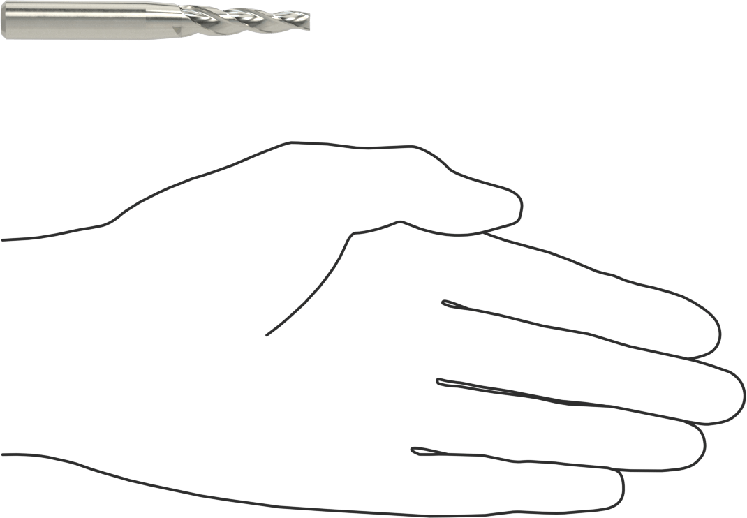 Kaplamasız Karbür Konik Kare Uçlu Freze, 3 Yiv, 3 Derece Koniklik, 3/16" Freze Çapı, 1-1/4" Uzun Kesim