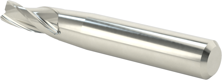 Kaplamasız Karbür Konik Kare Uçlu Freze, 3 Yiv, 3 Derece Koniklik, 1/4" Freze Çapı, 3/4" Uzun Kesim