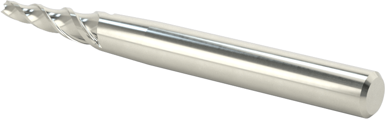 Kaplamasız Karbür Konik Kare Uçlu Freze, 3 Yiv, 5 Derece Koniklik, 3/32" Freze Çapı, 3/4" Uzun Kesim
