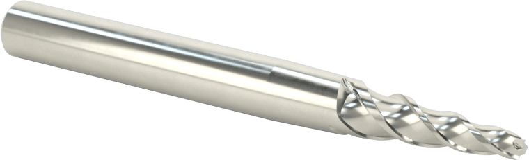Kaplamasız Karbür Konik Kare Uçlu Freze, 3 Yiv, 5 Derece Koniklik, 3/32" Freze Çapı, 3/4" Uzun Kesim