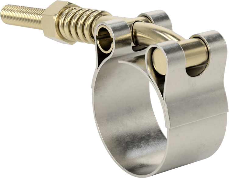 Sabit Gerilimli 301 Paslanmaz Çelik Cıvata Kelepçesi, Çinko Kaplı Çelik Cıvata ile, 1-1/8“ ila 1-5/16” Kelepçe İç Çap Aralığı