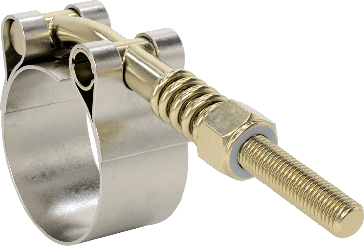 Sabit Gerilimli 301 Paslanmaz Çelik Cıvata Kelepçesi, Çinko Kaplı Çelik Cıvata ile, 1-1/4“ ila 1-7/16” Kelepçe İç Çap Aralığı