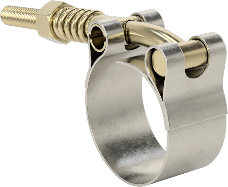 Sabit Gerilimli 301 Paslanmaz Çelik Cıvata Kelepçesi, Çinko Kaplı Çelik Cıvata ile, 1-1/4“ ila 1-7/16” Kelepçe İç Çap Aralığı