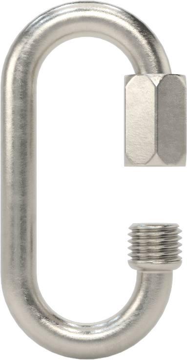 Oval Hızlı Bağlantı, Tip 316 Paslanmaz Çelik, 5/32" Kalınlık, 1/4" Açıklık, Kaldırma Amaçlı Değildir