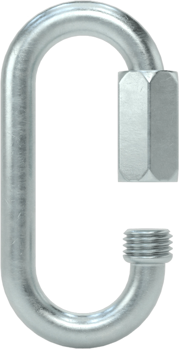 Oval Hızlı Bağlantı, Çinko Kaplı Çelik, 1/8" Kalınlık, 3/16" Açıklık, Kaldırma Amaçlı Değildir