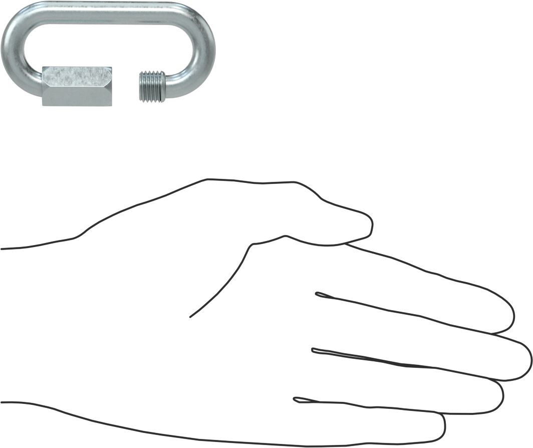 Oval Hızlı Bağlantı, Çinko Kaplı Çelik, 5/16" Kalınlık, 3/8" Açıklık, Kaldırma Amaçlı Değildir