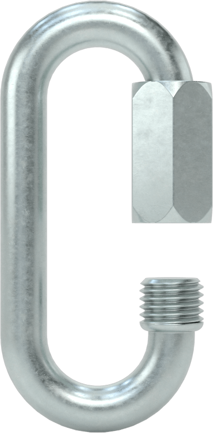 Oval Hızlı Bağlantı, Çinko Kaplı Çelik, 5/16" Kalınlık, 3/8" Açıklık, Kaldırma Amaçlı Değildir