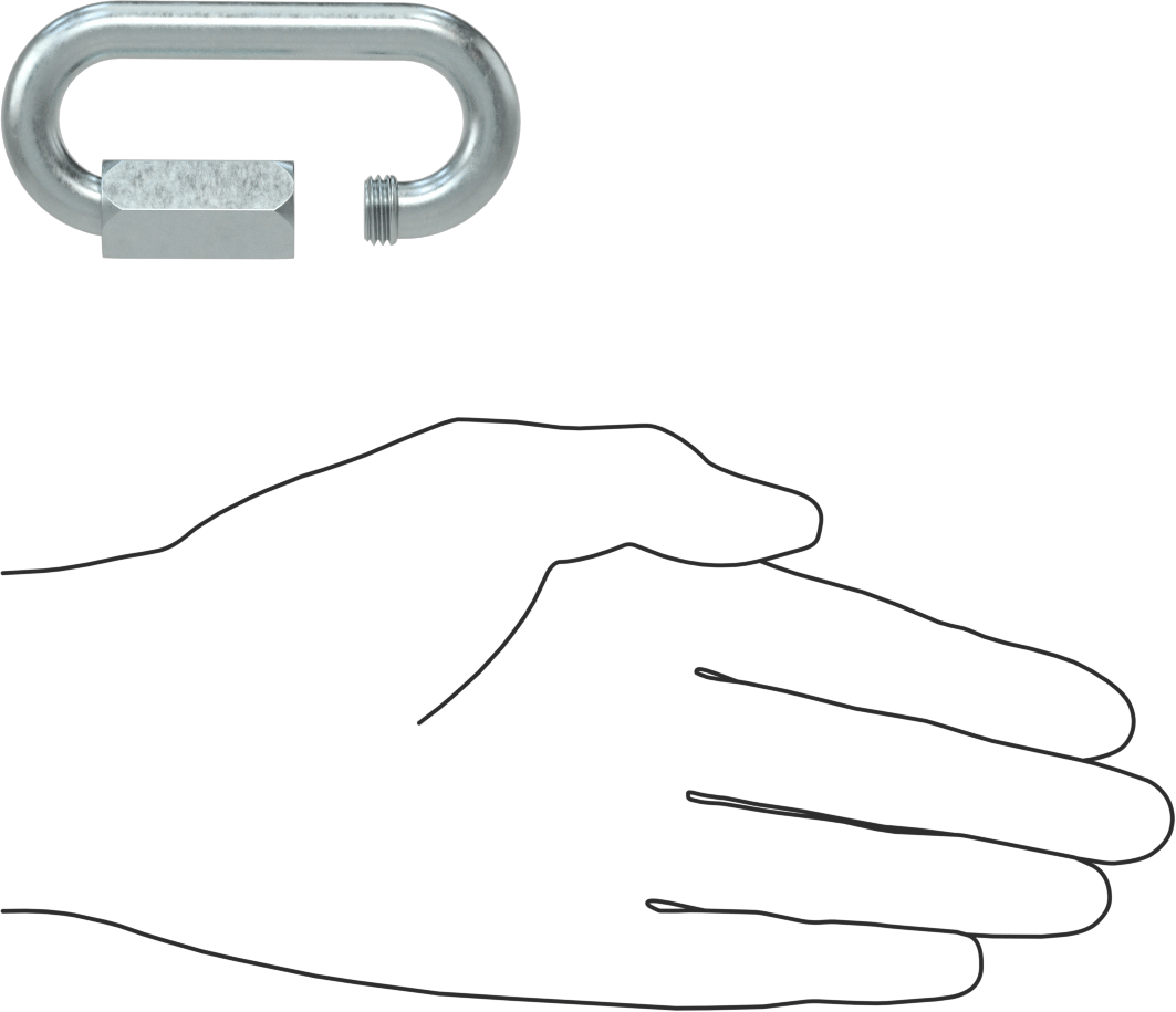Oval Hızlı Bağlantı, Çinko Kaplı Çelik, 3/8" Kalınlık, 7/16" Açıklık, Kaldırma Amaçlı Değildir