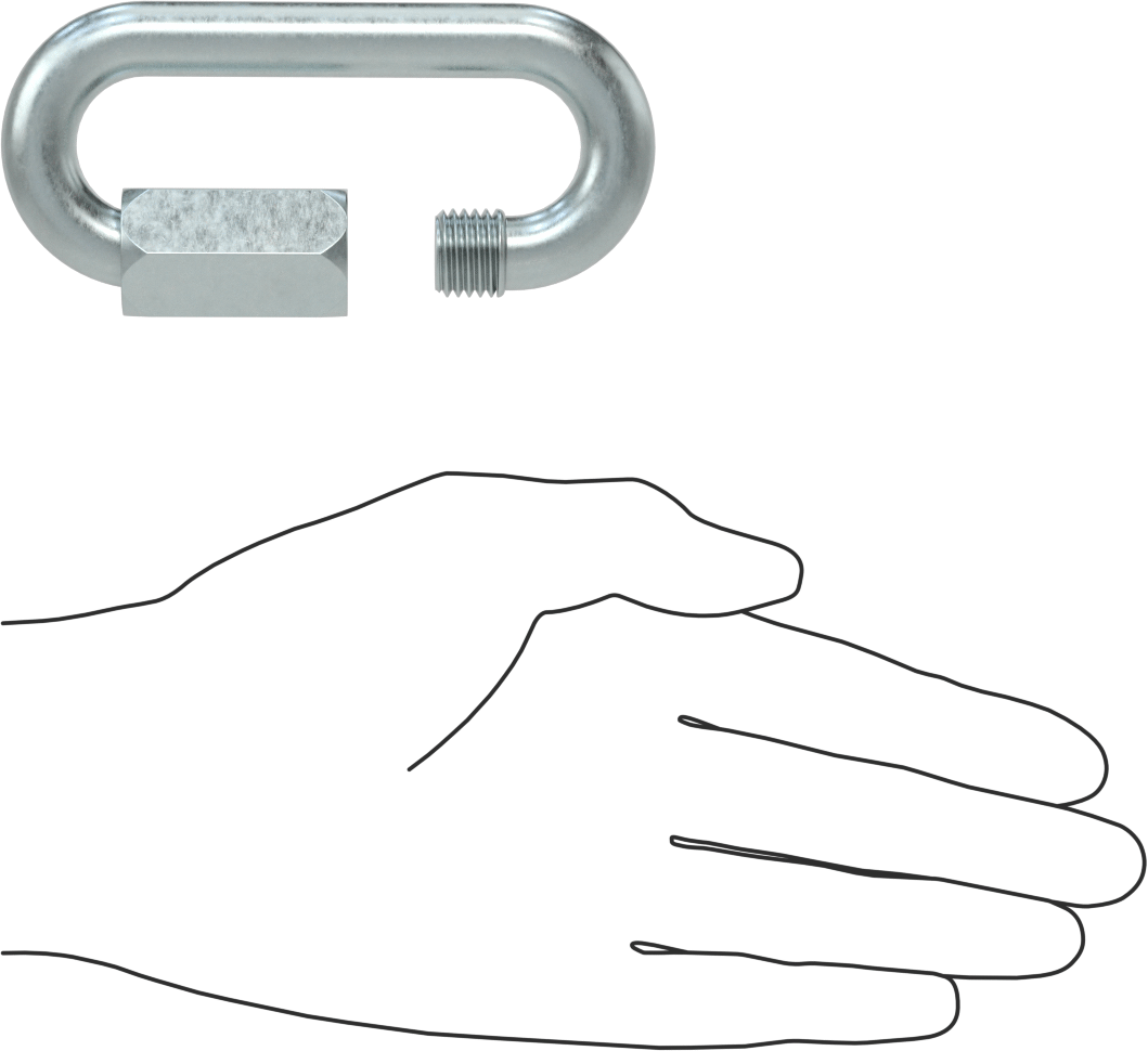 Oval Hızlı Bağlantı, Çinko Kaplı Çelik, 1/2" Kalınlık, 9/16" Açıklık, Kaldırma Amaçlı Değildir