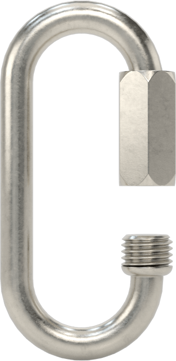 Oval Hızlı Bağlantı, Tip 316 Paslanmaz Çelik, 1/8" Kalınlık, 3/16" Açıklık, Kaldırma Amaçlı Değildir