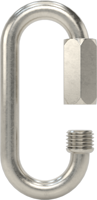 Oval Hızlı Bağlantı, Tip 316 Paslanmaz Çelik, 3/16" Kalınlık, 1/4" Açıklık, Kaldırma Amaçlı Değildir
