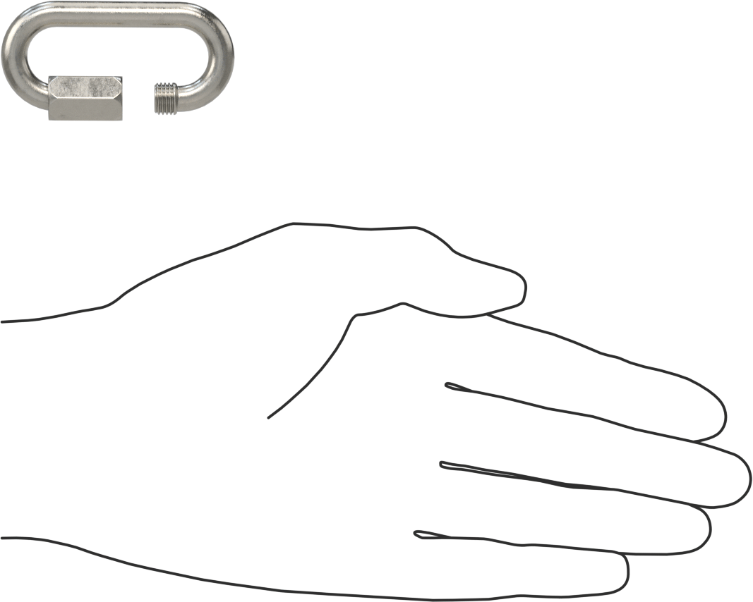 Oval Hızlı Bağlantı, Tip 316 Paslanmaz Çelik, 1/4" Kalınlık, 5/16" Açıklık, Kaldırma Amaçlı Değildir