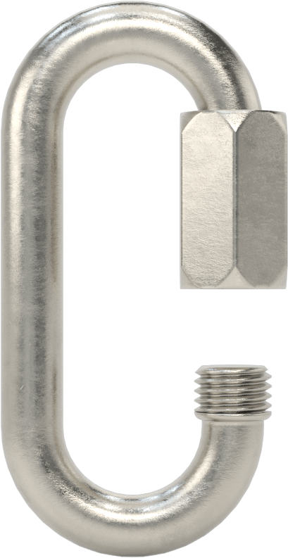 Oval Hızlı Bağlantı, Tip 316 Paslanmaz Çelik, 1/4" Kalınlık, 5/16" Açıklık, Kaldırma Amaçlı Değildir
