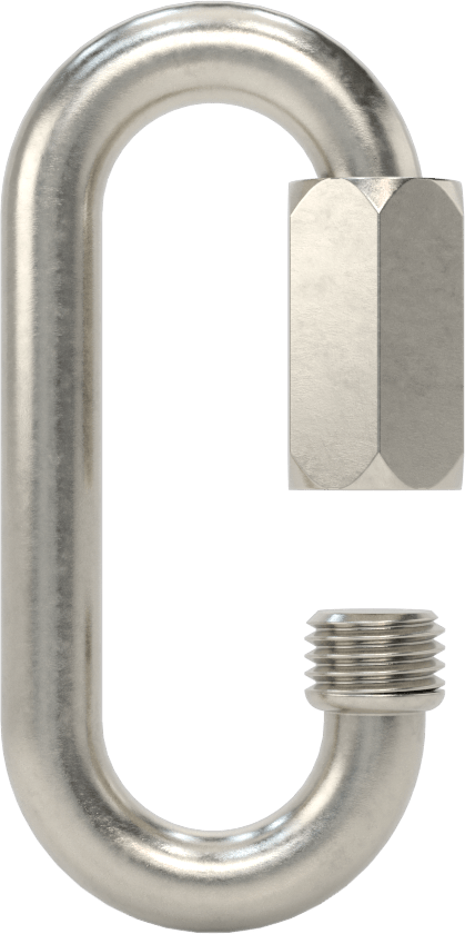 Oval Hızlı Bağlantı, Tip 316 Paslanmaz Çelik, 5/16" Kalınlık, 3/8" Açıklık, Kaldırma Amaçlı Değildir