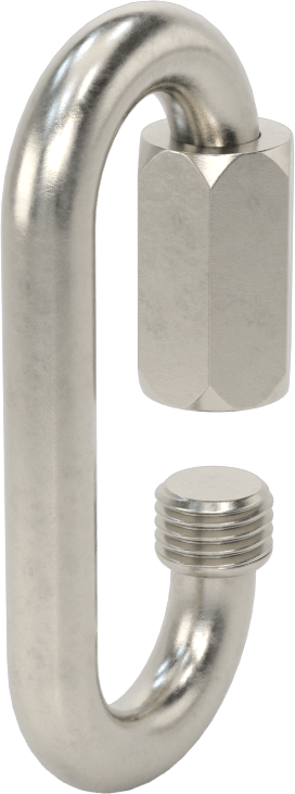 Oval Hızlı Bağlantı, Tip 316 Paslanmaz Çelik, 5/16" Kalınlık, 3/8" Açıklık, Kaldırma Amaçlı Değildir