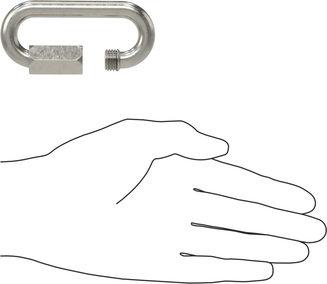 Oval Hızlı Bağlantı, Tip 316 Paslanmaz Çelik, 3/8" Kalınlık, 1/2" Açıklık, Kaldırma Amaçlı Değildir