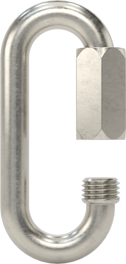 Oval Hızlı Bağlantı, Tip 316 Paslanmaz Çelik, 3/8" Kalınlık, 1/2" Açıklık, Kaldırma Amaçlı Değildir