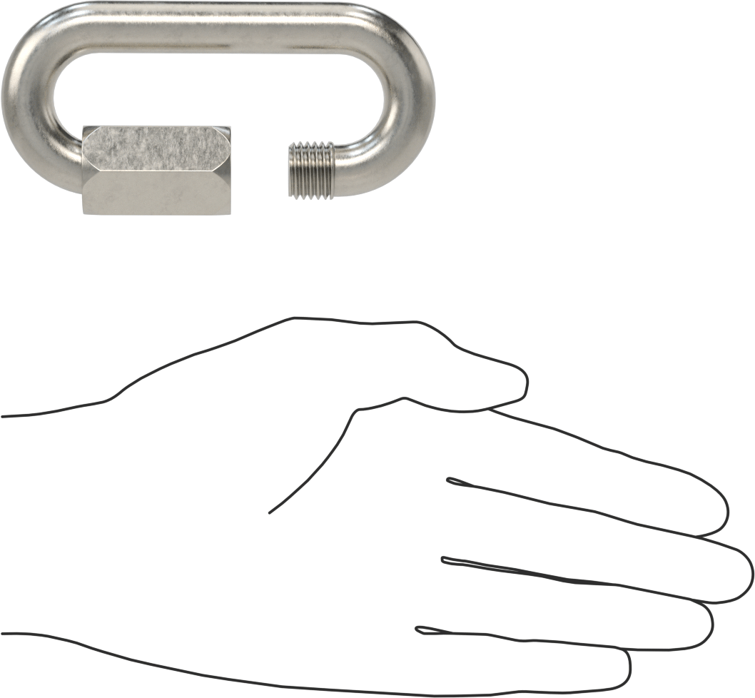 Oval Hızlı Bağlantı, Tip 316 Paslanmaz Çelik, 1/2" Kalınlık, 9/16" Açıklık, Kaldırma Amaçlı Değildir