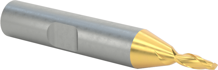 TiN Kaplamalı Yüksek Hızlı Çelik Kare Uçlu Freze, 2 Yiv, 1/8" Freze Çapı, 2-5/16" Toplam Uzunluk