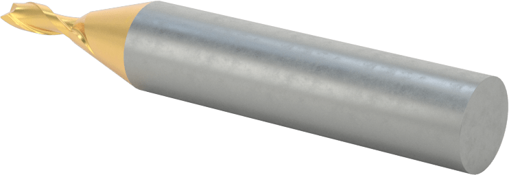 TiN Kaplamalı Yüksek Hızlı Çelik Kare Uçlu Freze, 2 Yiv, 1/8" Freze Çapı, 2-5/16" Toplam Uzunluk