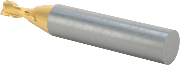 TiN Kaplamalı Yüksek Hızlı Çelik Kare Uçlu Freze, 2 Yiv, 3/16" Freze Çapı, 2-5/16" Toplam Uzunluk