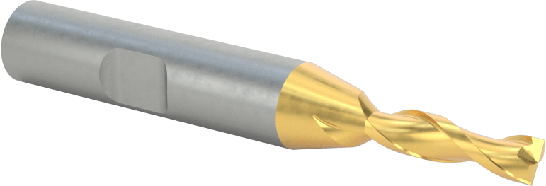 TiN Kaplamalı Yüksek Hızlı Çelik Kare Uçlu Freze, 2 Yiv, 3/16" Freze Çapı, 2-5/8" Toplam Uzunluk