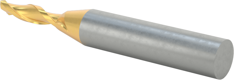 TiN Kaplamalı Yüksek Hızlı Çelik Kare Uçlu Freze, 2 Yiv, 3/16" Freze Çapı, 2-5/8" Toplam Uzunluk