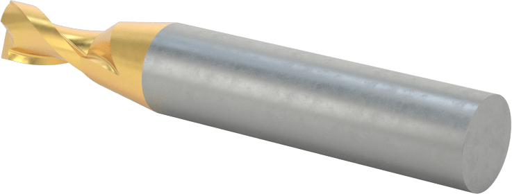 TiN Kaplamalı Yüksek Hızlı Çelik Kare Uçlu Freze, 2 Yiv, 1/4" Freze Çapı, 2-5/16" Toplam Uzunluk