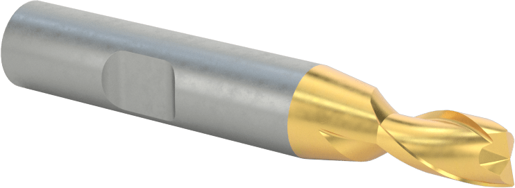 TiN Kaplamalı Yüksek Hızlı Çelik Kare Uçlu Freze, 2 Yiv, 1/4" Freze Çapı, 2-5/16" Toplam Uzunluk