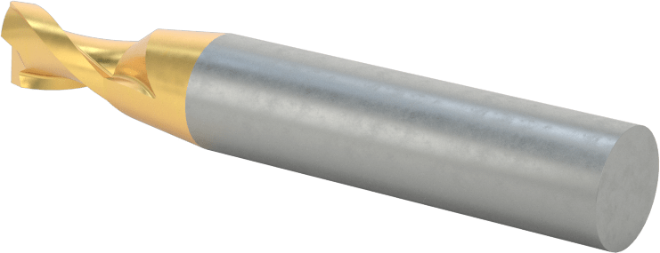 TiN Kaplamalı Yüksek Hızlı Çelik Kare Uçlu Freze, 2 Yiv, 9/32" Freze Çapı, 2-5/16" Toplam Uzunluk