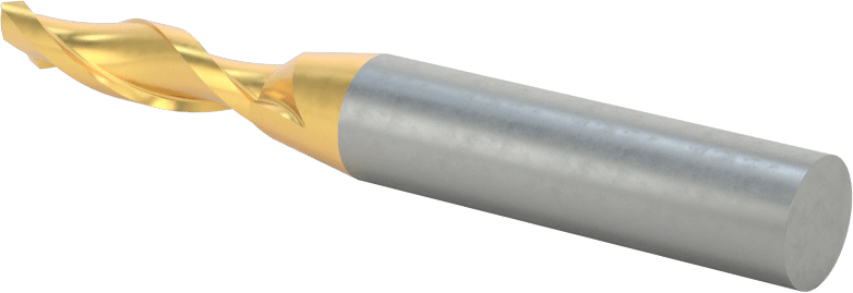 TiN Kaplamalı Yüksek Hızlı Çelik Kare Uçlu Freze, 2 Yiv, 1/4" Freze Çapı, 2-13/16" Toplam Uzunluk