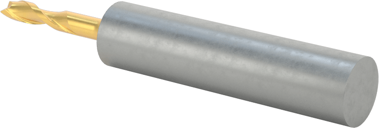 TiN Kaplamalı Yüksek Hızlı Çelik Kare Uçlu Freze, 2 Yiv, 1/8" Freze Çapı, 2-3/8" Toplam Uzunluk