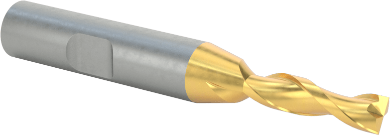 TiN Kaplamalı Yüksek Hızlı Çelik Kare Uçlu Freze, 2 Yiv, 7/32" Freze Çapı, 2-11/16" Toplam Uzunluk