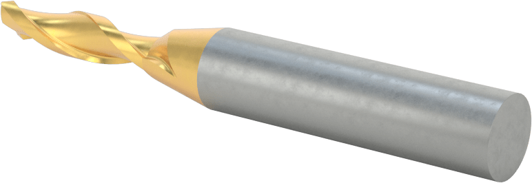 TiN Kaplamalı Yüksek Hızlı Çelik Kare Uçlu Freze, 2 Yiv, 7/32" Freze Çapı, 2-11/16" Toplam Uzunluk