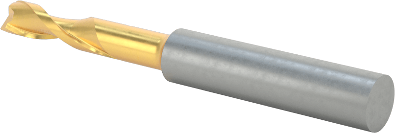 TiN Kaplamalı Yüksek Hızlı Çelik Kare Uçlu Freze, 2 Yiv, 1/4" Freze Çapı, 3-1/16" Toplam Uzunluk