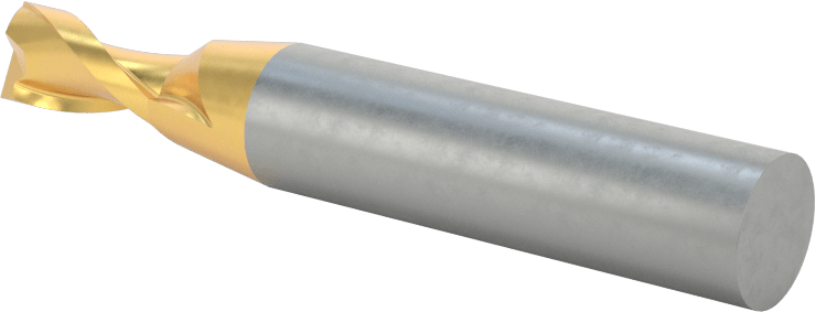 TiN Kaplamalı Yüksek Hızlı Çelik Kare Uçlu Freze, 2 Yiv, 17/64" Freze Çapı, 2-5/16" Toplam Uzunluk