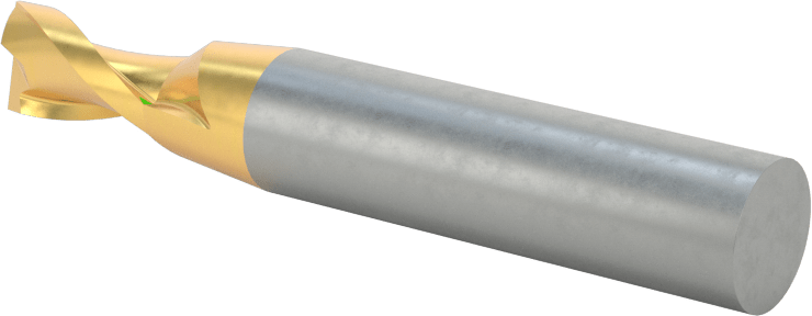 TiN Kaplamalı Yüksek Hızlı Çelik Kare Uçlu Freze, 2 Yiv, 19/64" Freze Çapı, 2-5/16" Toplam Uzunluk