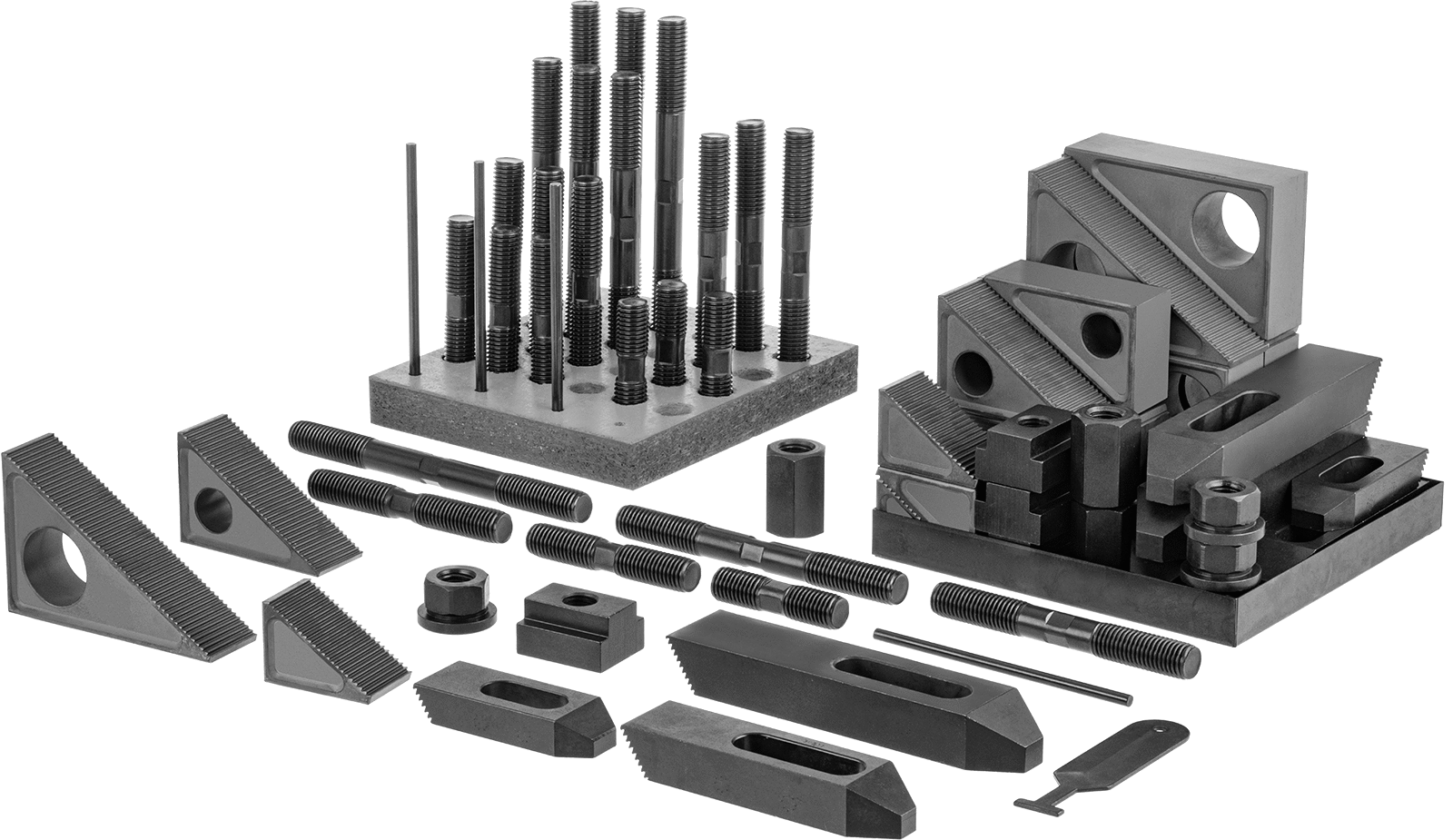 Kurulum Kelepçesi ve T-Yuvası Bağlantı Elemanı Kiti, 10 mm yarık genişliği için, M8 x 1,25 mm Diş Boyutu, 49 Parça