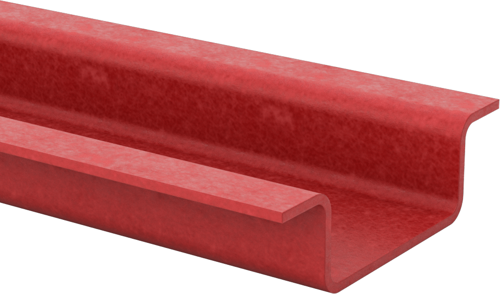 Ark Dirençli GPO3 Fiberglas Şapka Kanalı, 1/8" Duvar Kalınlığı, 5“ Genişlik x 1-3/8” Dış Yükseklik, 5 Fit Uzunluk