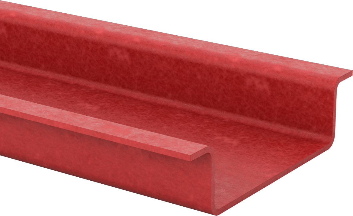 Ark Dirençli GPO3 Fiberglas Şapka Kanalı, 3/16" Duvar Kalınlığı, 9-9/16“ Genişlik x 2-3/8” Dış Yükseklik, 5' Uzunluk
