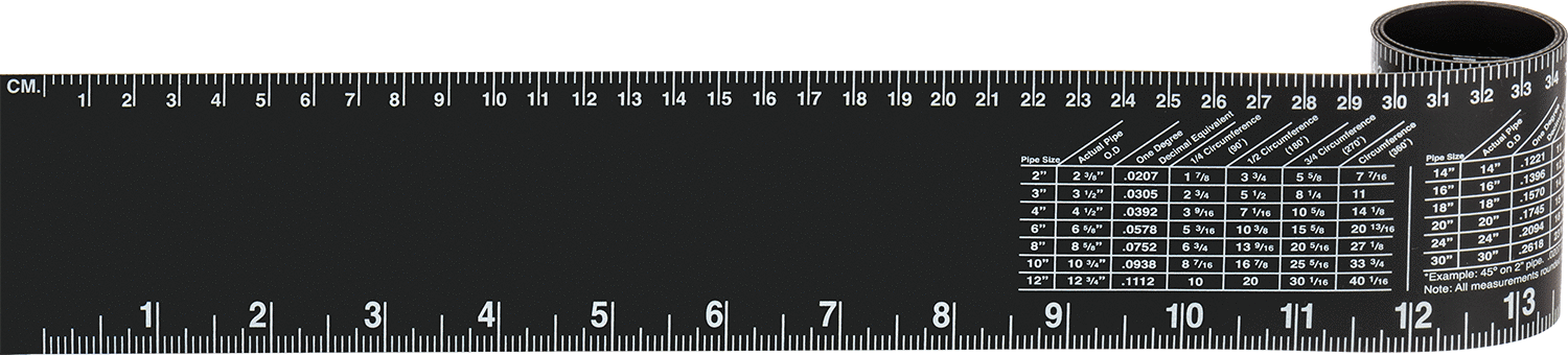 Boru Boyut Tablosu/Cetvel, 1“-6” ve 2 mm-60 cm Dış Çaplı Borular için